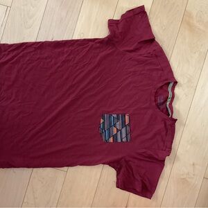 Men's Smartwool Red T-Shirt with Patterned Pocket